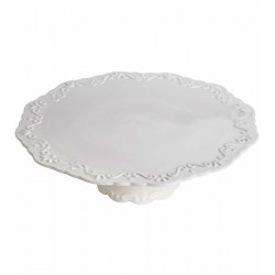 Prato 29cm Diâmetro Por 9cm Altura Para Bolo Porcelana Durable Porcelain Alto Relevo